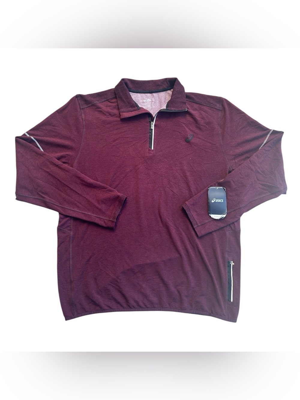 NEW Asics Men's Lightweight 1/2 Zip Fleece Pullover, Maroon, Size 2XL NWT